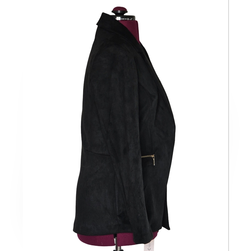 NWT Nanette Lepore Black Faux Suede Blazer Size S Business Casual Night Out Work - Picture 4 of 12